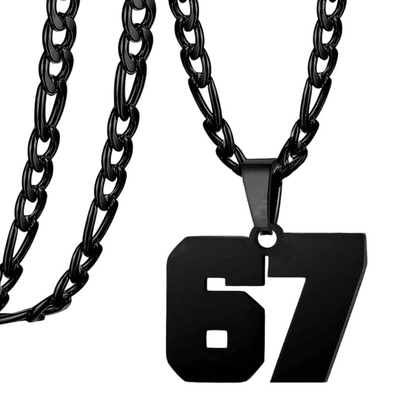 

Funny 67 Number Stainless Steel Pendant Necklace Corrosion Resistant Clavicle Chain Christmas Gift for Everyone