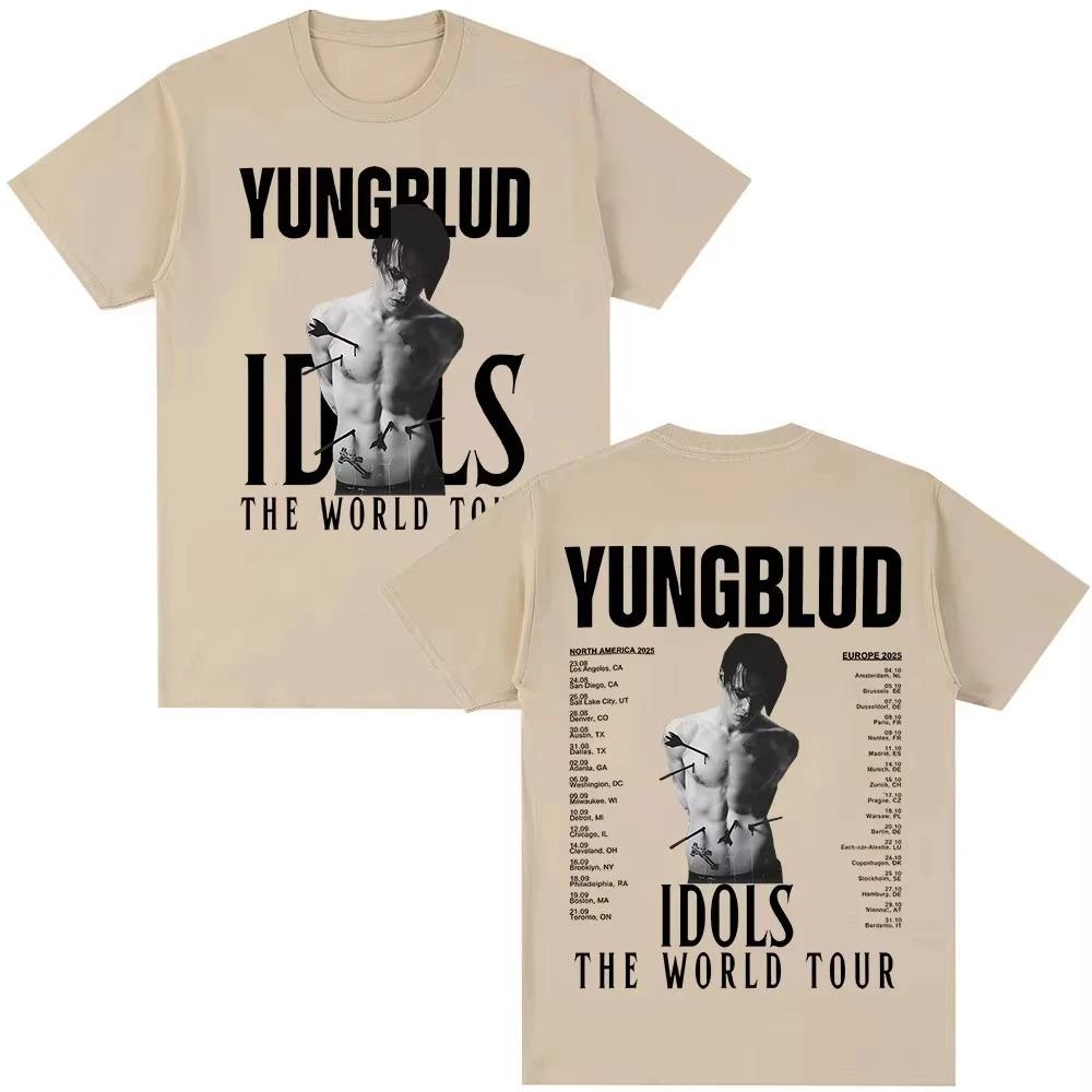 

Yungblud IDOLS The World Tour 2026 T Shirt Mens Women Hip Hop Short Sleeve T-shirts Casual Cotton Oversized Tee Shirt Streetwear XXXL зелений