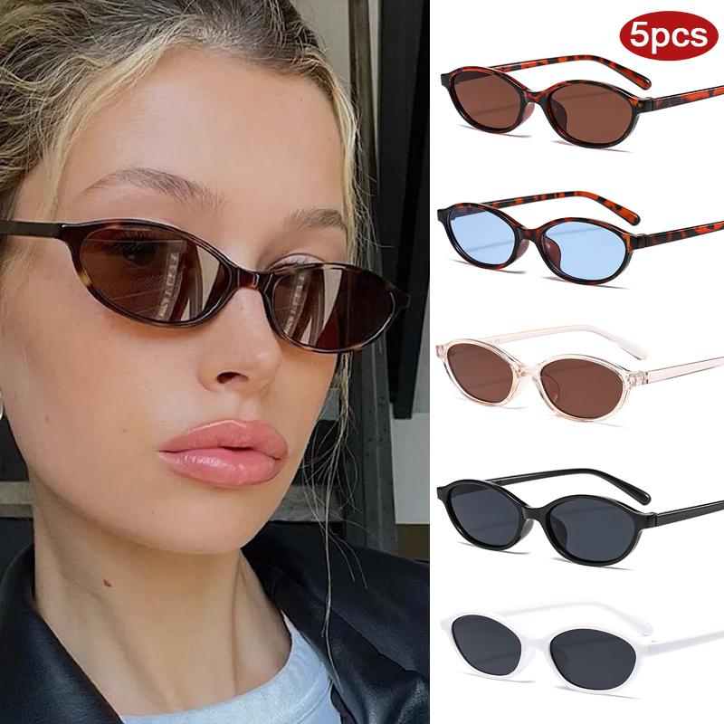 

Protective Glasses 5Pcs Fashion Women Elliptical Sunglasses Colorful Lens Design Glasses Outdoor Brand Sun Glasses Unisex Uv400