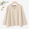 ZANZEA Women Loose Casual V-Neck Solid Color 3/4 Sleeve Cotton Blouse
