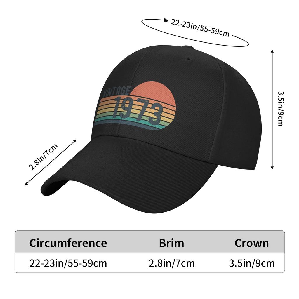 Vintage 1973 2 Casual Baseball Cap  Hunting Camping Hip Hop Hats Summer SunProof Unisex Men Y2k Cute Snapback Cap