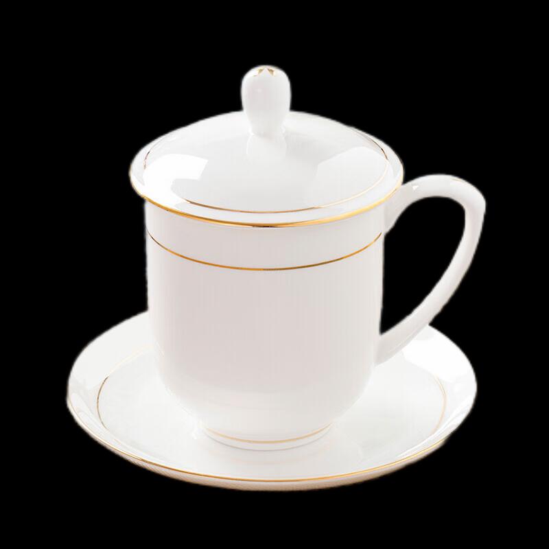 ZETAI Gold Rim Ceramic Office Teacup