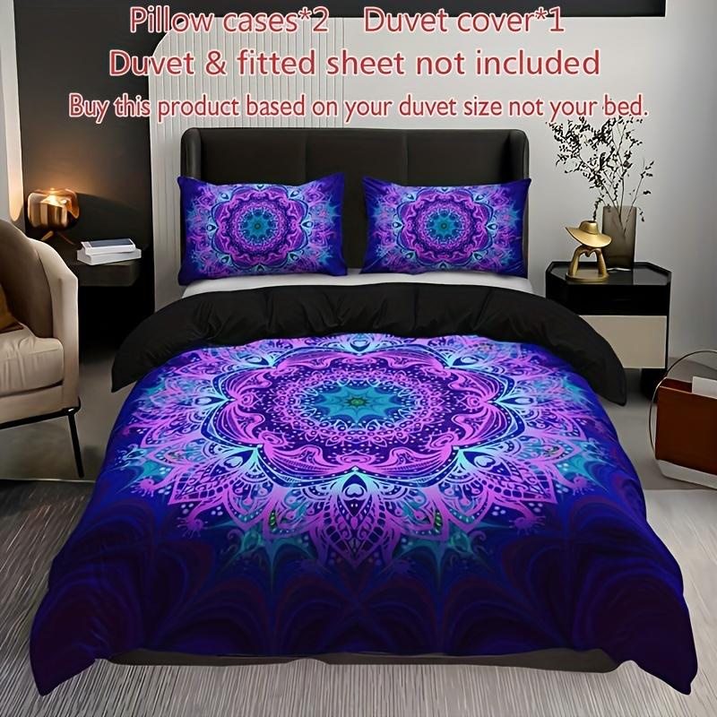 3pcs Bohemian Mandala Duvet Cover Set1 Duvet Cover + 2 Pillowcase Without Pillow Insert, Soft Breathable HD Printing Bedding Set