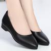 Women Cute Sweet Pointed Solid Black High Heel Soft Leather Shoes Classic  Spring Summer Soft Block Heel Pumps