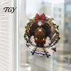 Christmas Window Clings Vintage Steam Train Static Sticker, 3D Broken Wall Effect Glass Winter Scene Decorations No-Adhesive Decal for Xmas Home Cafe