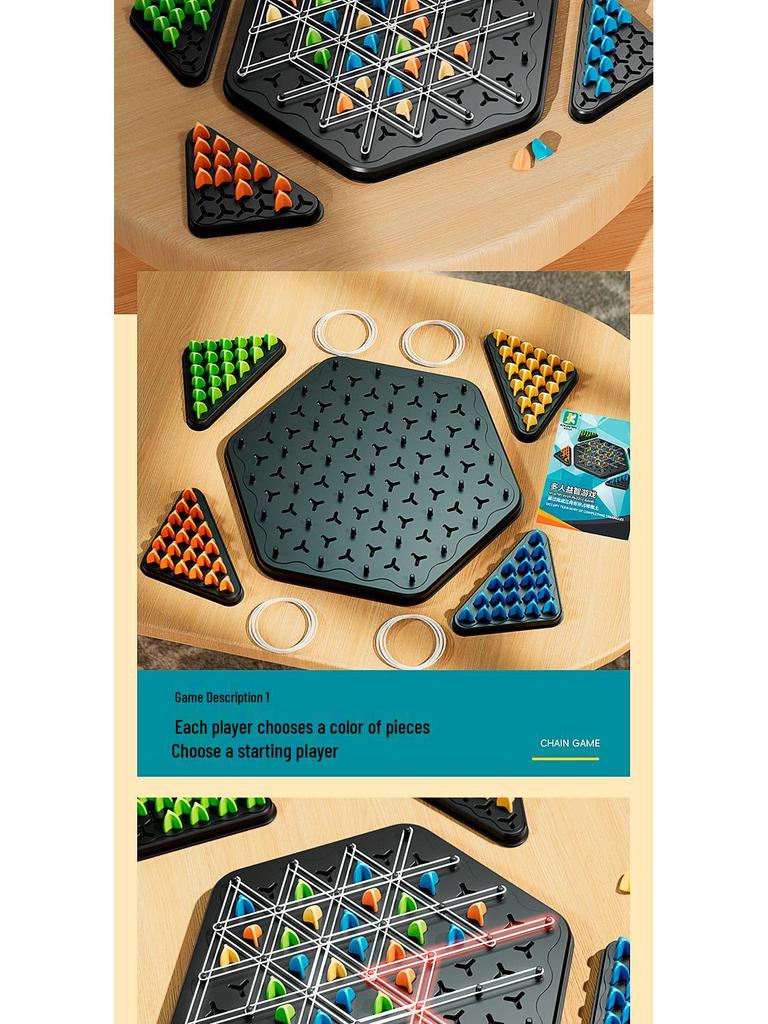 Trójkątne Szachy Gumka Recepturka Puzzle Zabawka dla Dzieci - Wielopoziomowa Gra Strategiczna