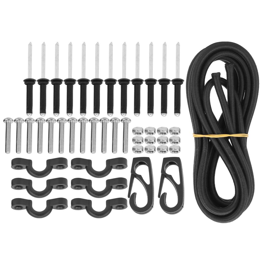 Kayak Canoe Elastic Rope with Hook Fixed C Shape Buckle Outdoor Fishing Boating Strap Kit