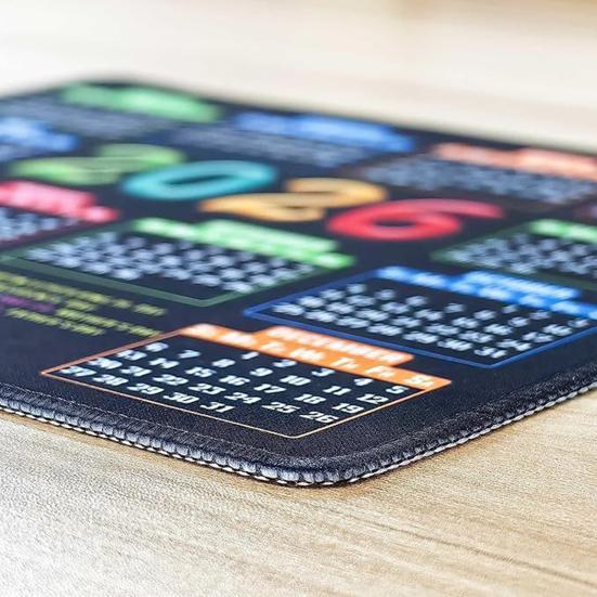 2026 Kalender Mauspad mit rutschfester Gummiunterlage, genähtem Rand, rechteckig, wasserdicht, für Zuhause, Büro, Gaming, Computer, Laptop, Mauspad, Schreibtischunterlage