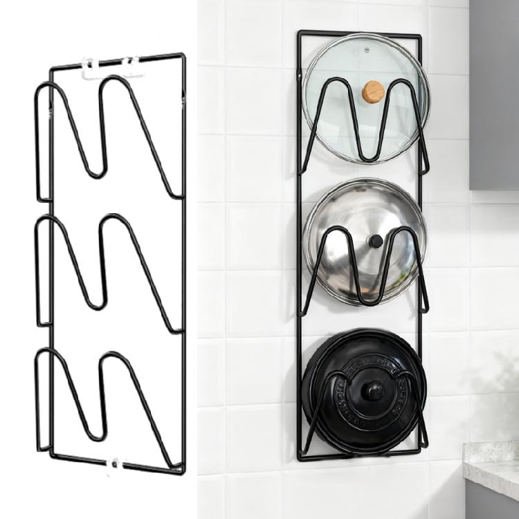 2 Pack Kitchen Lid Holder Set Wall Mounted Carbon Steel Rack Vertical Space Saving Cutting Board Holder