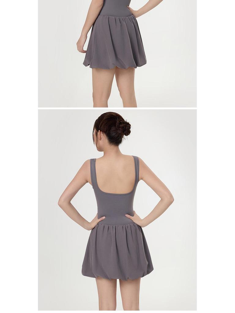 Women's Quick-Dry Backless Sports Dress: Dance, Running, Fitness, Anti-Exposure Tennis Skirt