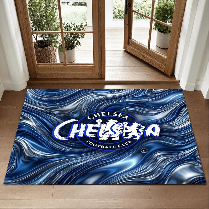 Chelsea FC Design Crystal Velvet Rug Soft Decorative Mat for Bedroom Entrance