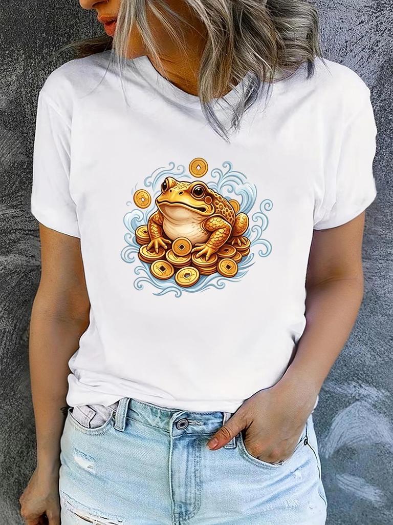 Women'S Summer Short-Sleeve Printed T-Shirts Fashionable and Casual Comfortable Flat Printing Sleeve Aesthetic Clothes