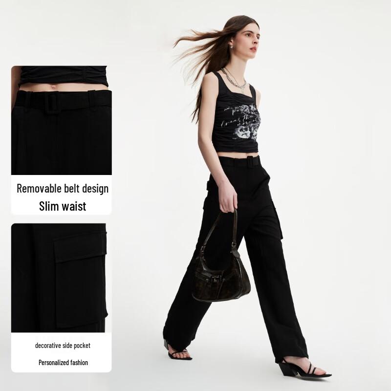 VEROMODA Women's Mid-Rise Wide-Leg Casual Trousers