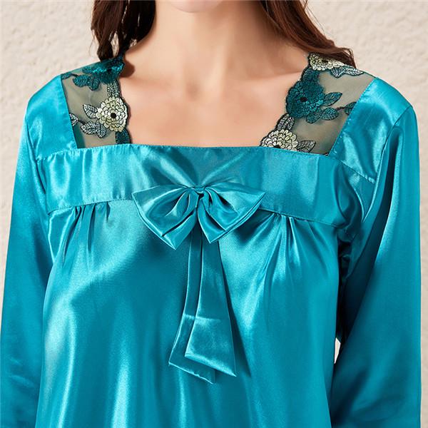 

Сексуальная пижама с длинными рукавами на весну и осень, тонкий костюм из ледяного шелка для домашнего обслуживания XXL зелёный