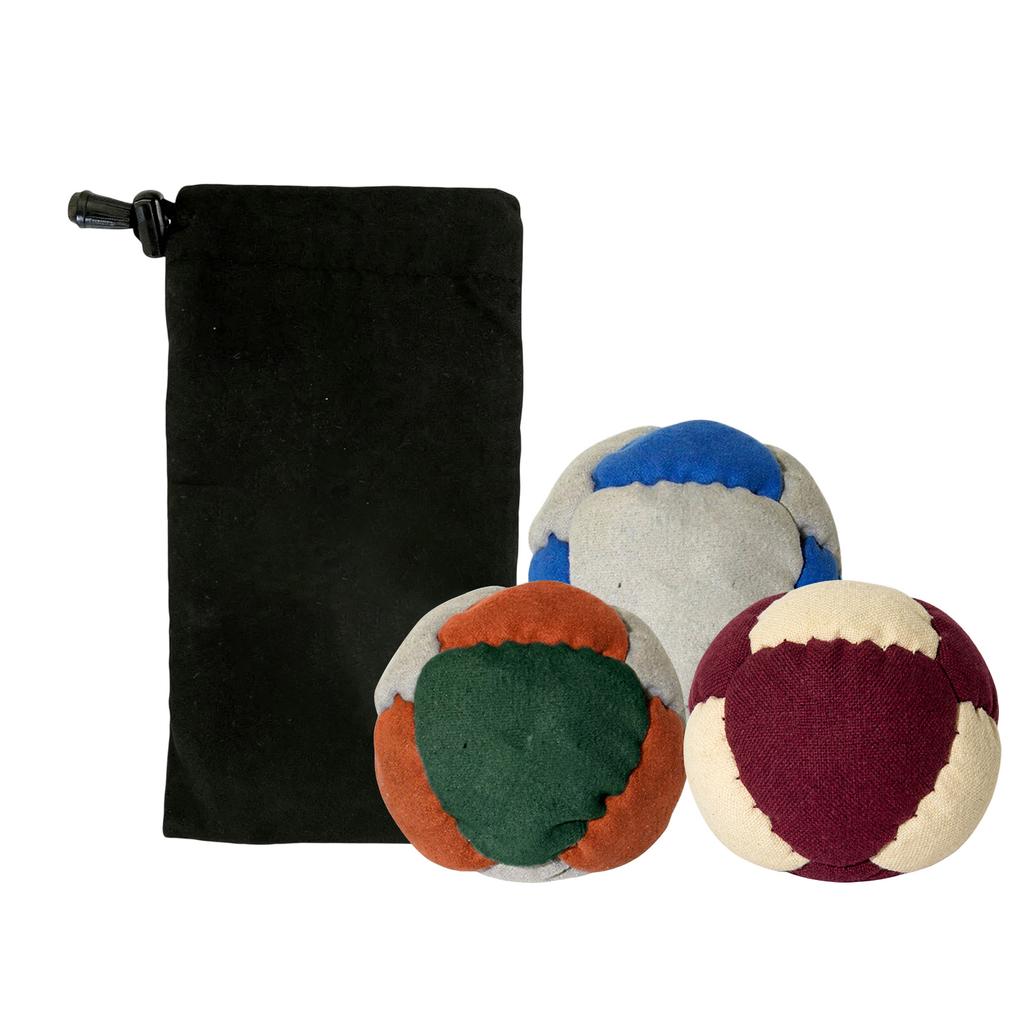Traditional Fabric Footbag Set 6cm Retro Style Hacky Sack Balls with Drawstring Storage Bag Durable Soft Textile Material for Skill Practice