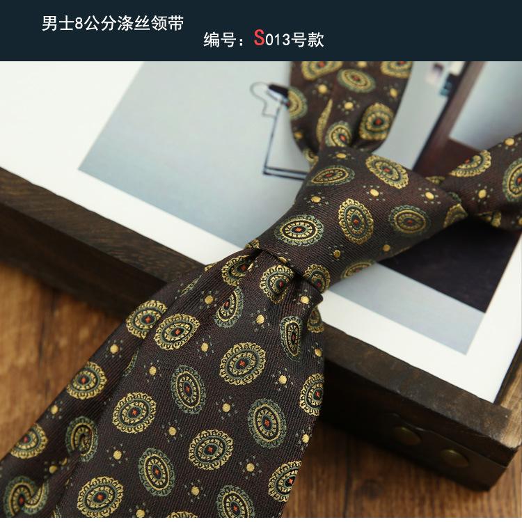 Tie Men'S Dress Business British Casual Retro Coffee Color Yellow Stripes Hand Hit Groom Wedding Trend