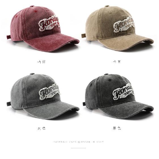 Women's washed letter baseball cap, outdoor sports cap, men's travel sun hat, duckbill cap