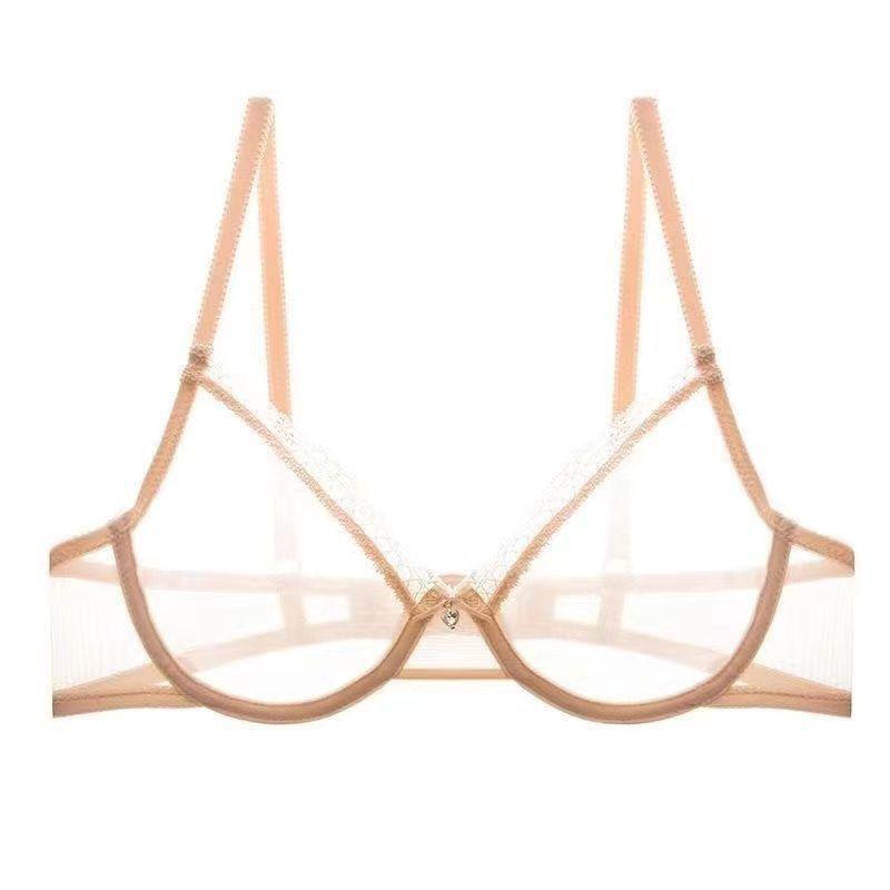 Sexy Durchbruch Ultra-Dünn Transparentes Spitzen-BH-Set, Push-Up Volle Oberweite Coquette Pikant Damen-Dessous-Set