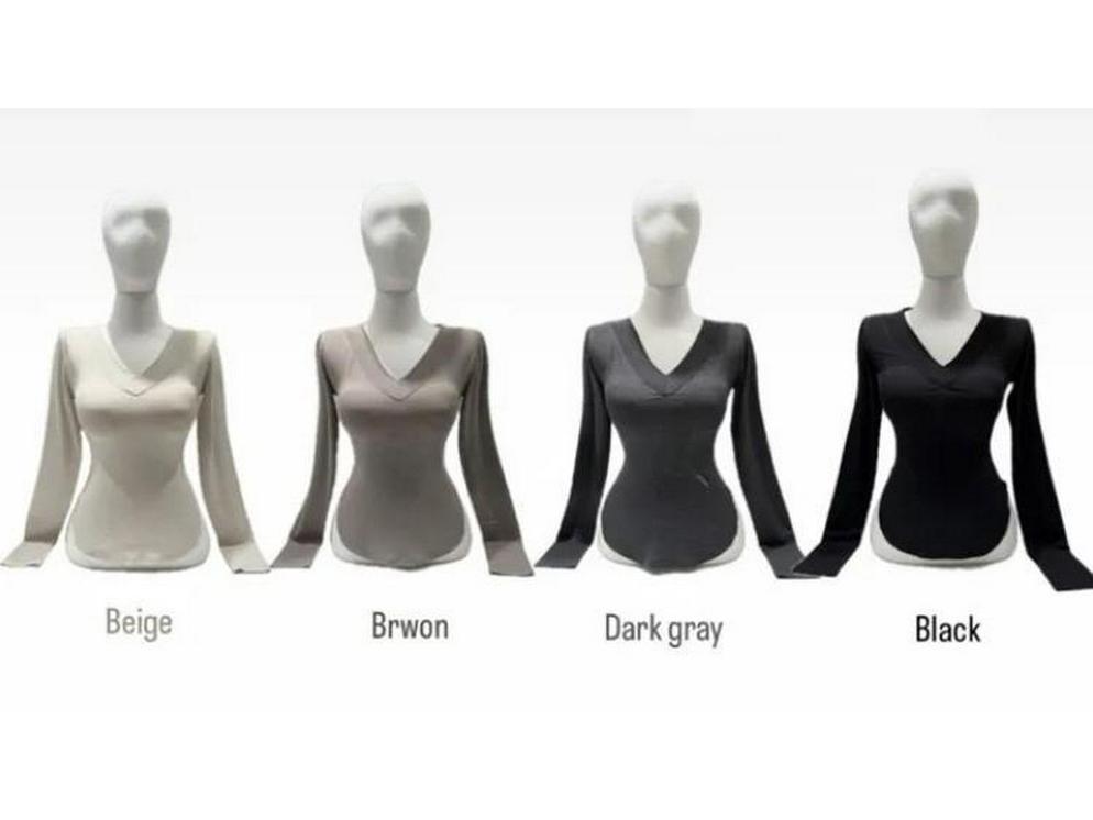 Korean Dongdaemun V-Neck Slim-Fit Long-Sleeve T-Shirt for Women – Elegant, Versatile, Figure-Flattering Style.