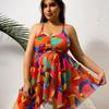2025 European & American Swimwear: New Plus Size Split Bikini Dress-Style Swimsuit for Women