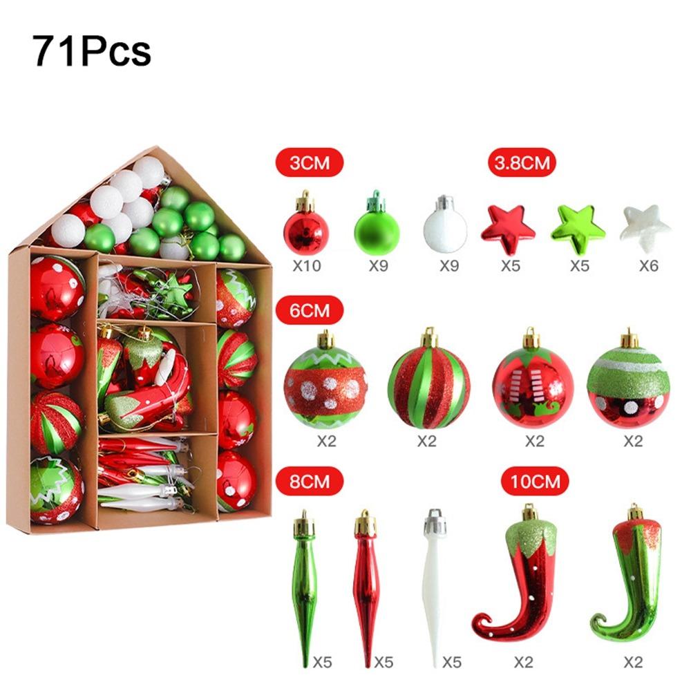 

70Pcs Nordic Style Xmas Ball Gift Box Set Electroplating Christmas Tree Hanging Ball New Year style C