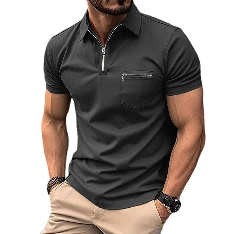 Fashion Casual Summer Polo Shirt Zip Pocket Men's Sports Polo Shirt
