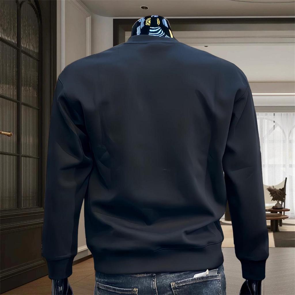 Trendy Light Luxury Men's Printed Round Neck Hoodie - Casual Slimming Base Layer in Old Money Style