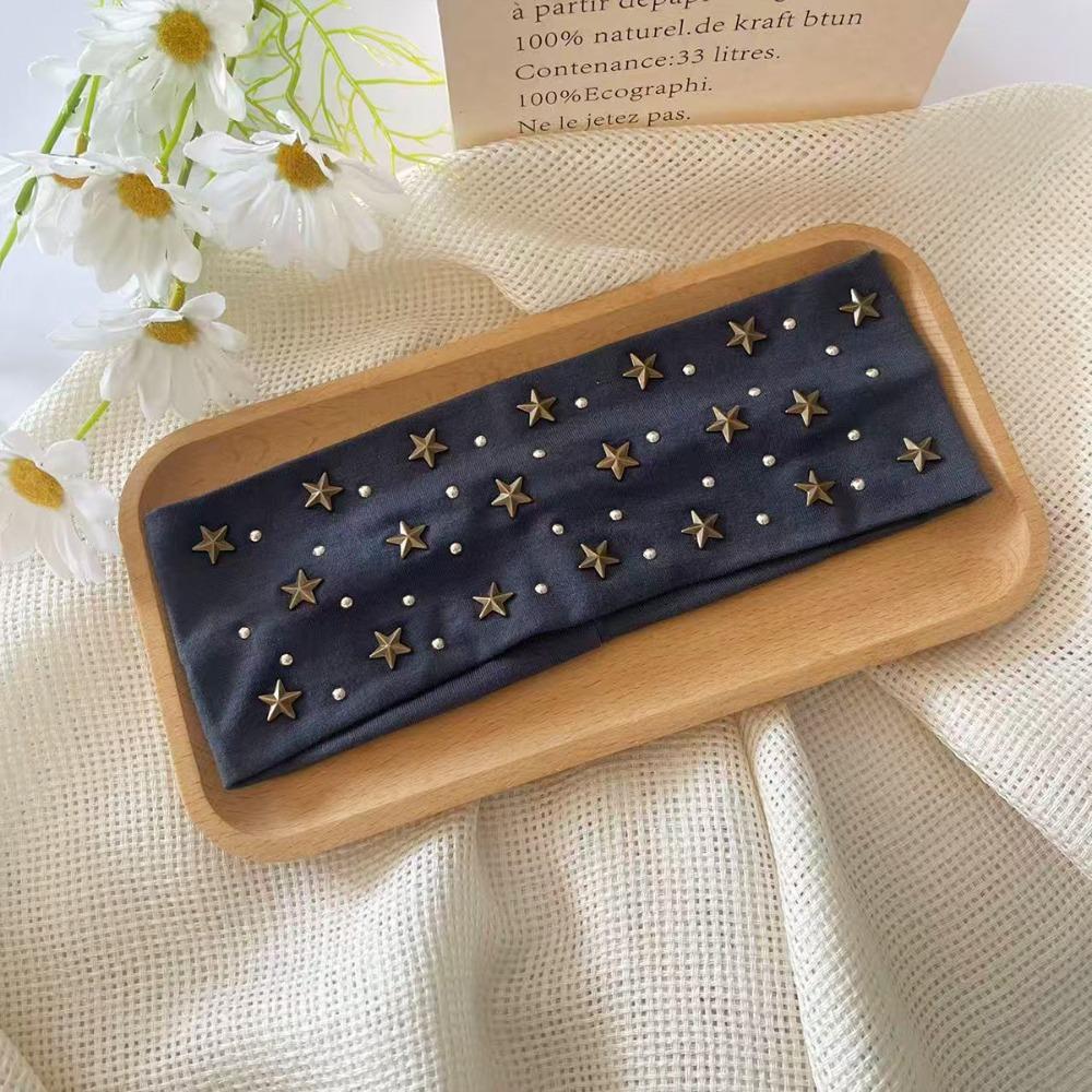 Elastic Star Headband Fabric Wide Hair Wrap Trendy Star Studded Wide Headband Party Look