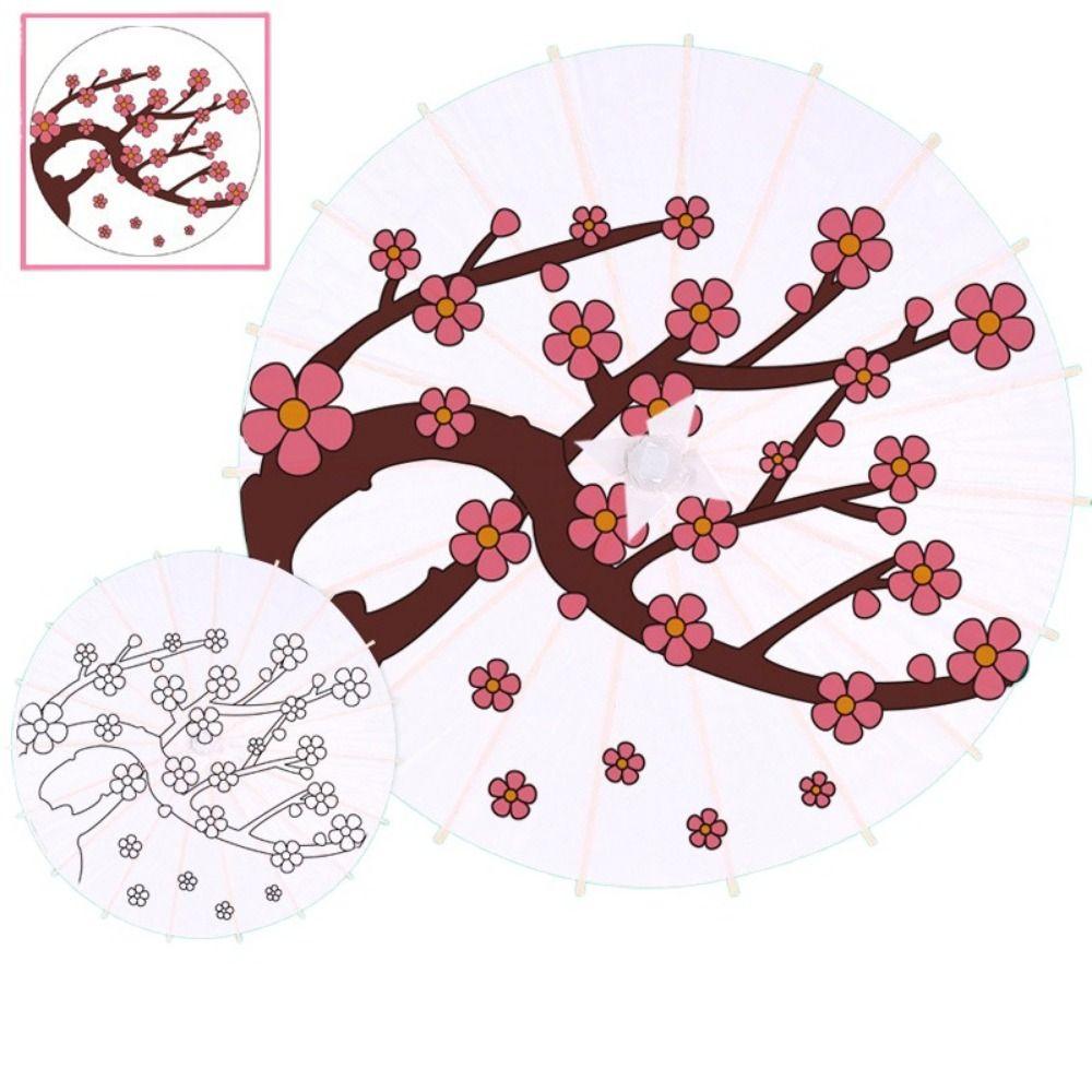 Vintage Blank Paper Umbrella DIY Chinese Umbrella Wood Drawing Umbrella  Wedding Party Favors