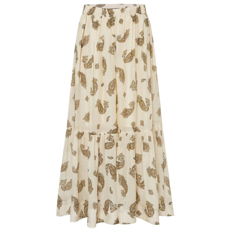 MO&Co. Paisley Print Silk A-Line Maxi Skirt XS