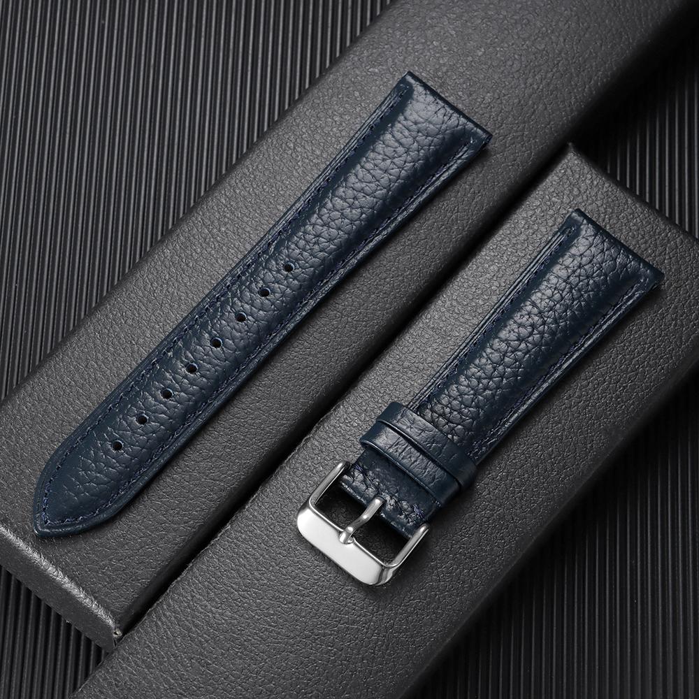 Litchi Pattern Soft Cowhide Watch Band Bracelet 18mm 19mm 20mm 21mm 22mm Replacement Wristwatch Straps for Men Women Watchbands