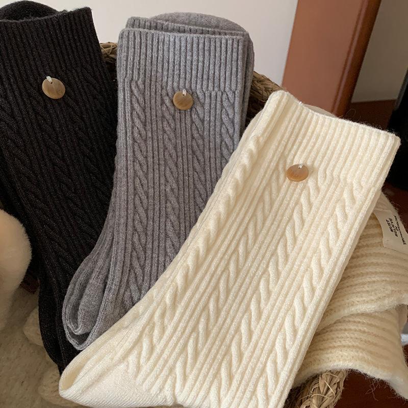 Fleece Knitted Socks for Women, Mid-calf Socks for Autumn and Winter, Thickened and Fleece for Warmth, Rabbit Fleece Long Socks, Pile Socks