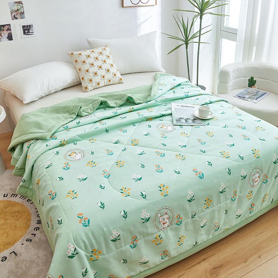 Class A Washed Cotton Summer Quilt Can Be Machine Washable Printed Air Conditioning Quilt Soft Waxy Thin Double Cover Blanket