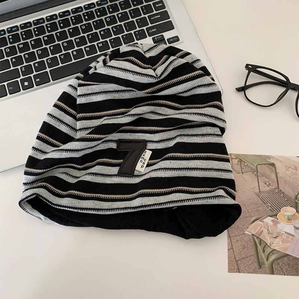 Korean Baggy Strip Hat Spring Autumn Beanie Hats Fashion Y2k Striped Cap  Women
