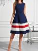 Elegant Sleeveless Striped Color Block Women's Dress - Stylish Hot Seller