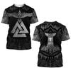 Summer Round Neck 3D Viking Symbol Pattern Print Top Fashionable Casual Short Sleeved Men's T-shirts