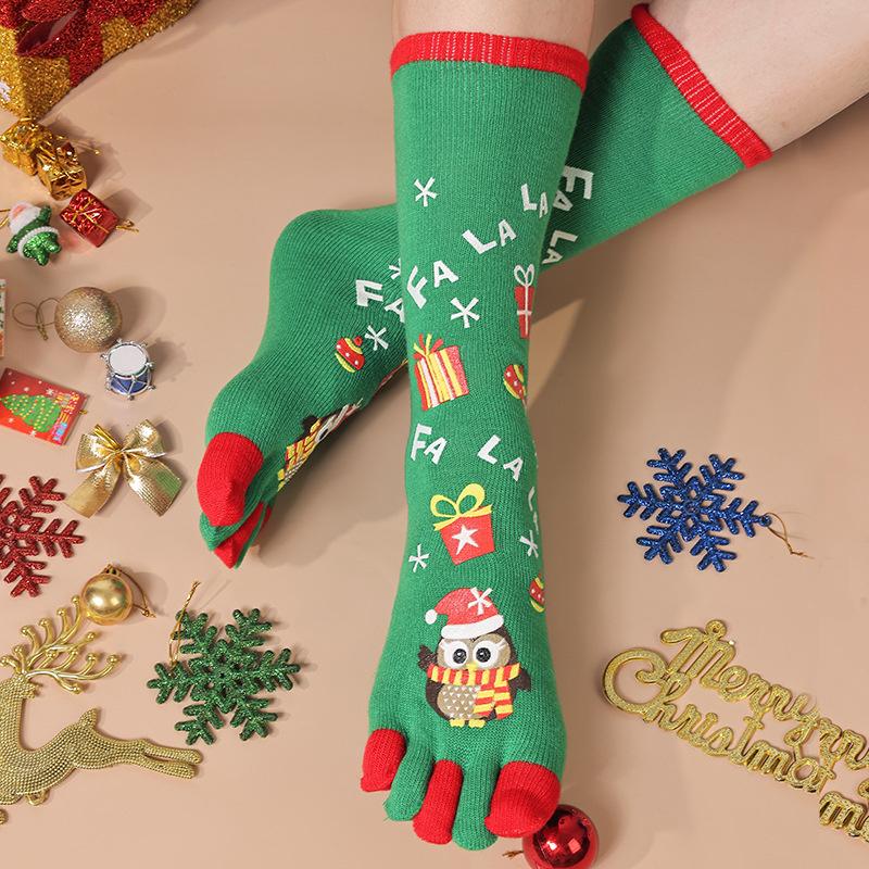 

Women Funny Cartoon Printed Toe Socks Cotton Five Fingers Socks Casual Soft Socks Women Christmas Sock