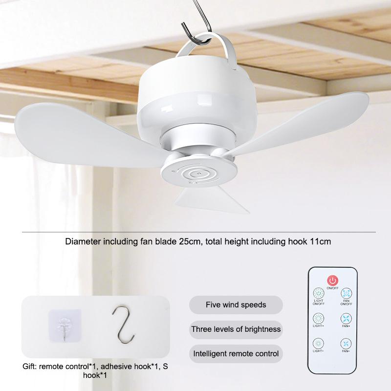 USB Rechargeable Ceiling Fan With Light Remote Control Portable Small Fan Lamp Ceiling Fans For Bedroom Dorm Camping Tent