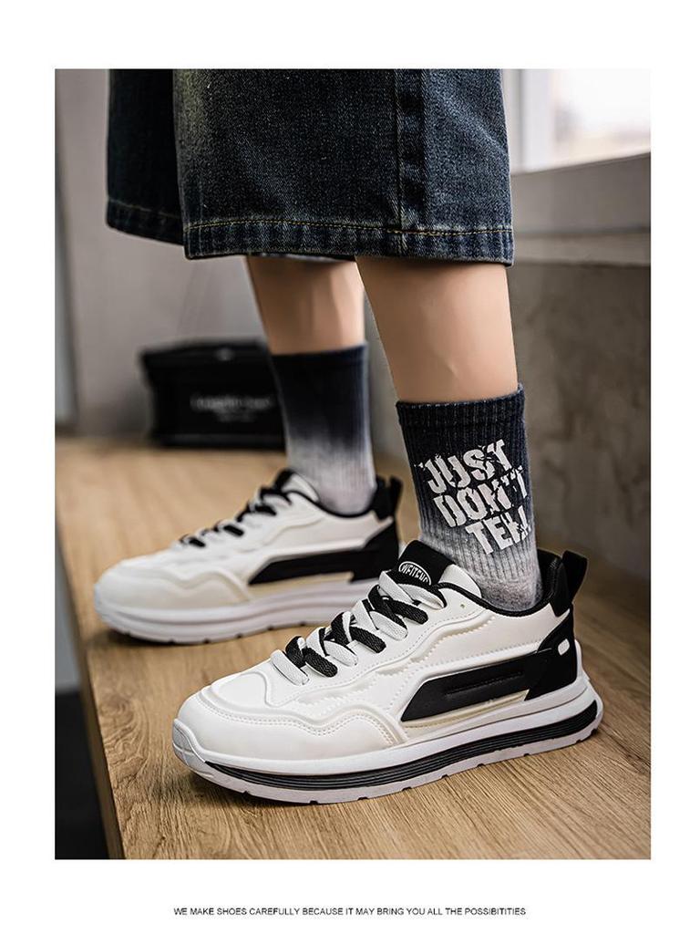 Men's Spring 2025 Breathable Casual Sneakers - Non-Slip Soft Sole, White Trendy Dad Shoes