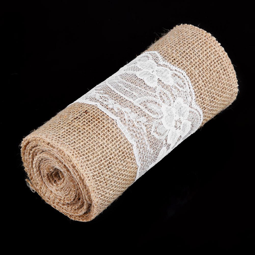 DIY Lace Burlap Ribbon Hessian Jute Belt Strap Wedding Cloth Decoration 2.7m