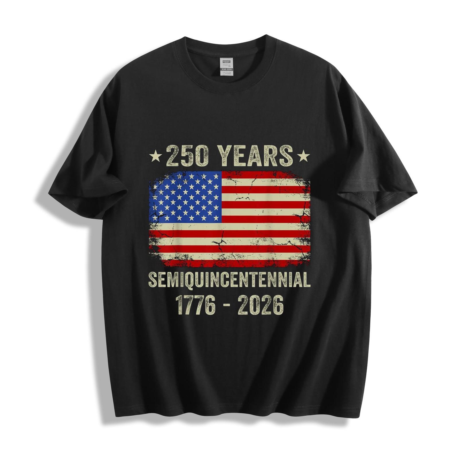 Футболка с флагом США к 250-летию (Полуквинцентениум) - Ретро Унисекс 2XL