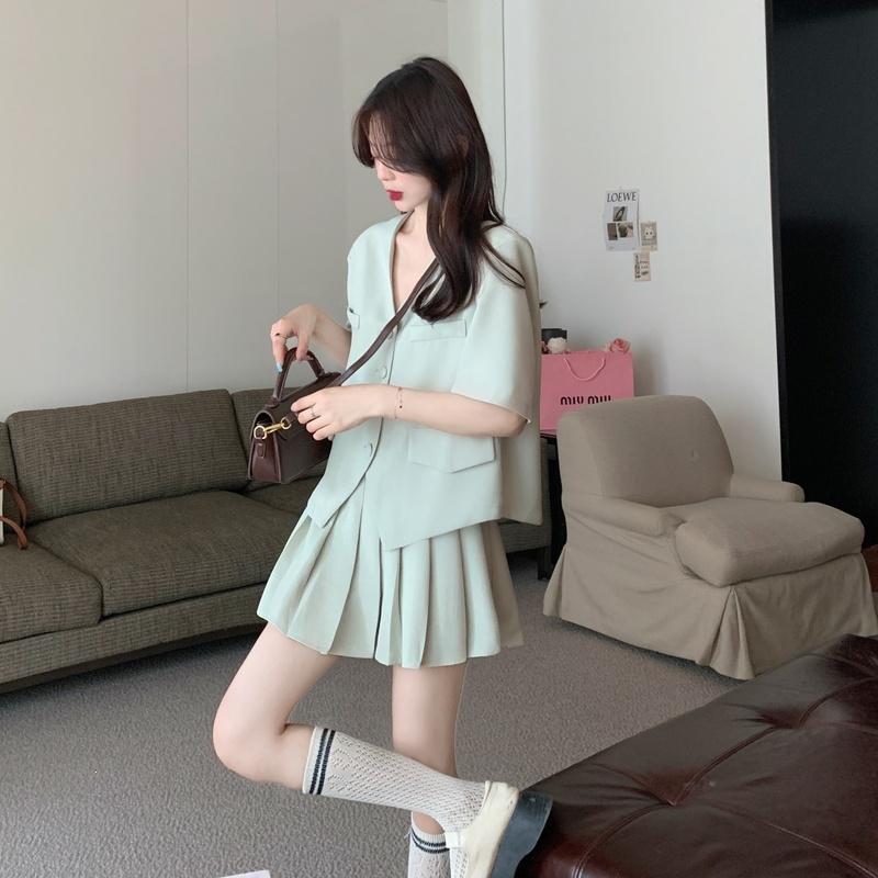 

Plus Size Women s Elegant Slimming Two-Piece Suit - Flaw-Hiding and Sweet Style L for 100-120 jin