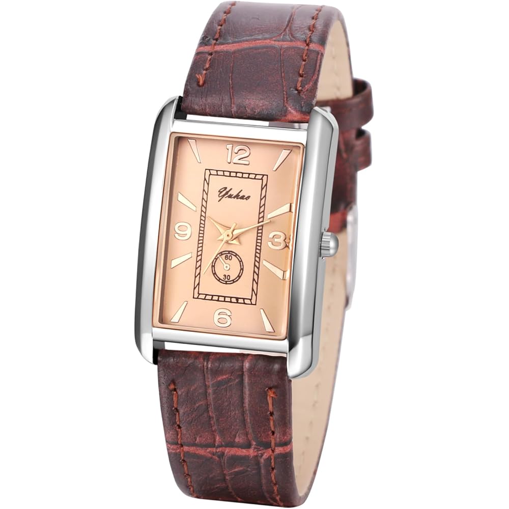 Square Women s Waterproof Analog Watch Brown PU Leather Quartz Casual Business Accessory