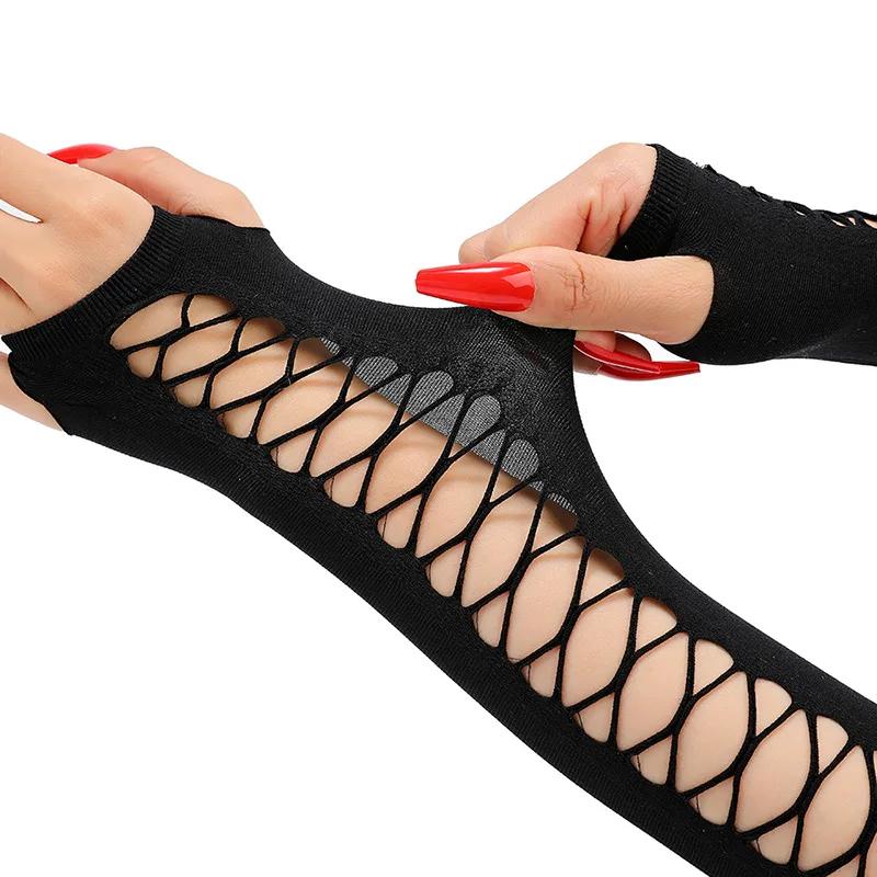 Sexy Spitzenhandschuhe Lang Nachtclub Tanzen Etikette Netz Fingerlose Handschuhe Frauen Cosplay Bekleidungszubehör
