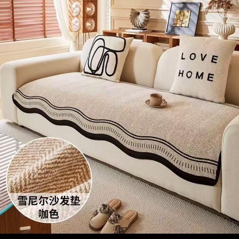 Premium Special-Shaped Sofa Cushion Autumn And Winter  New Four-Season Universal Fixed Non-Slip Straight Row Leather Sofa Seat Cushion Cloth