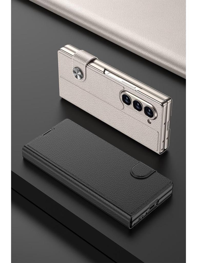 Samsung Z Fold6 Leather Flip Case: Cross-border Creative Business Shell-Screen Integrated Design