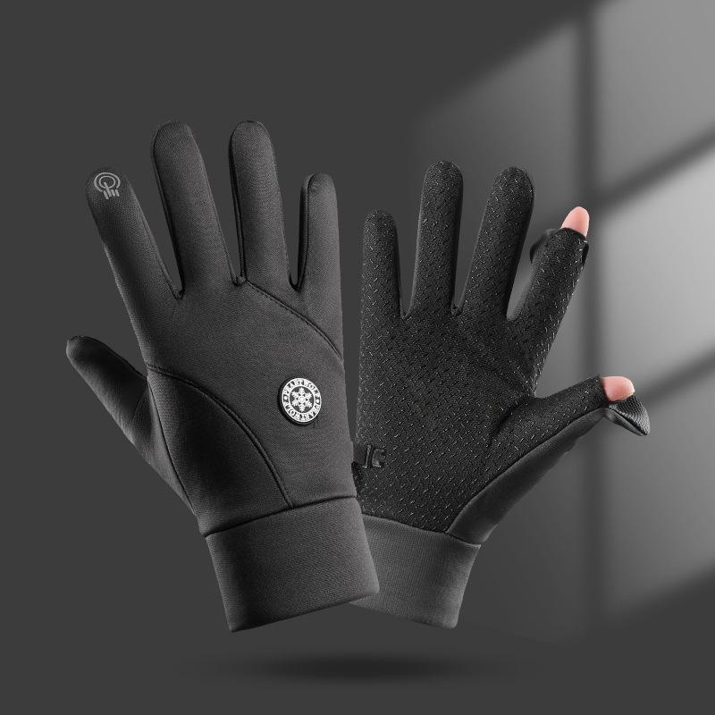 Winter Gloves Cycling Outdoor Skiing Fleece Anti-splashing Water Touch Screen Non-slip Fleece Windproof Cold Warm Gloves