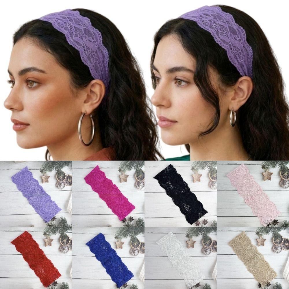 Elastic Lace Headscarf Hollow-Out Headwrap Cap Fashion Mesh Lace Headband Lady Girls Headwear