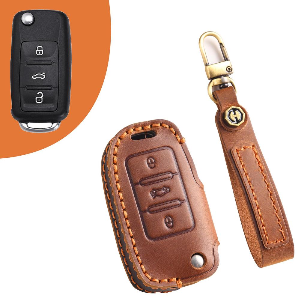 Volkswagen Key Cover: Leather Folding Case for Tiguan, Lavida, Sagitar, Bora (2017)