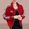 Giacca corta alla moda con collo alto per donna, abbigliamento casual primaverile/autunnale